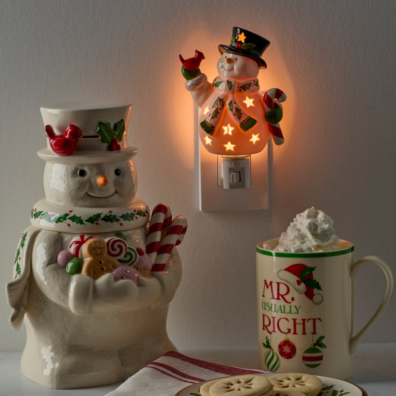 Happy Holly Days Snowman Night Light
