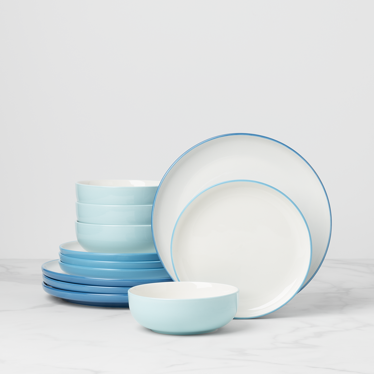 24/7 Colors 12-Piece Dinnerware Set, Turquoise