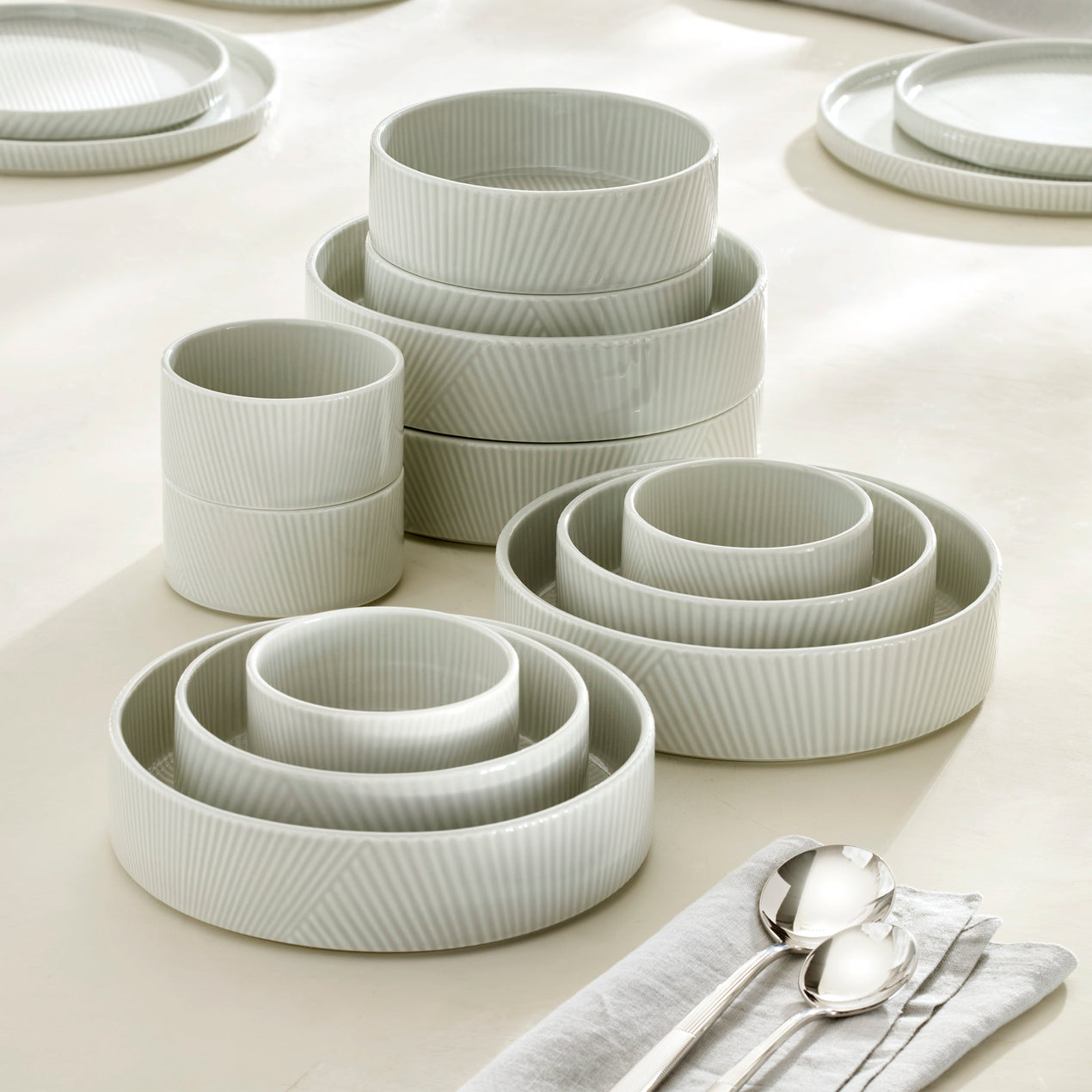 Modulus 12-Piece Bowl Set, Vapor