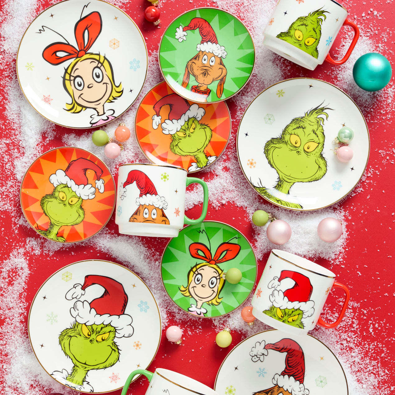 Merry Grinchmas Tidbit Plates, Set of 4, Assorted