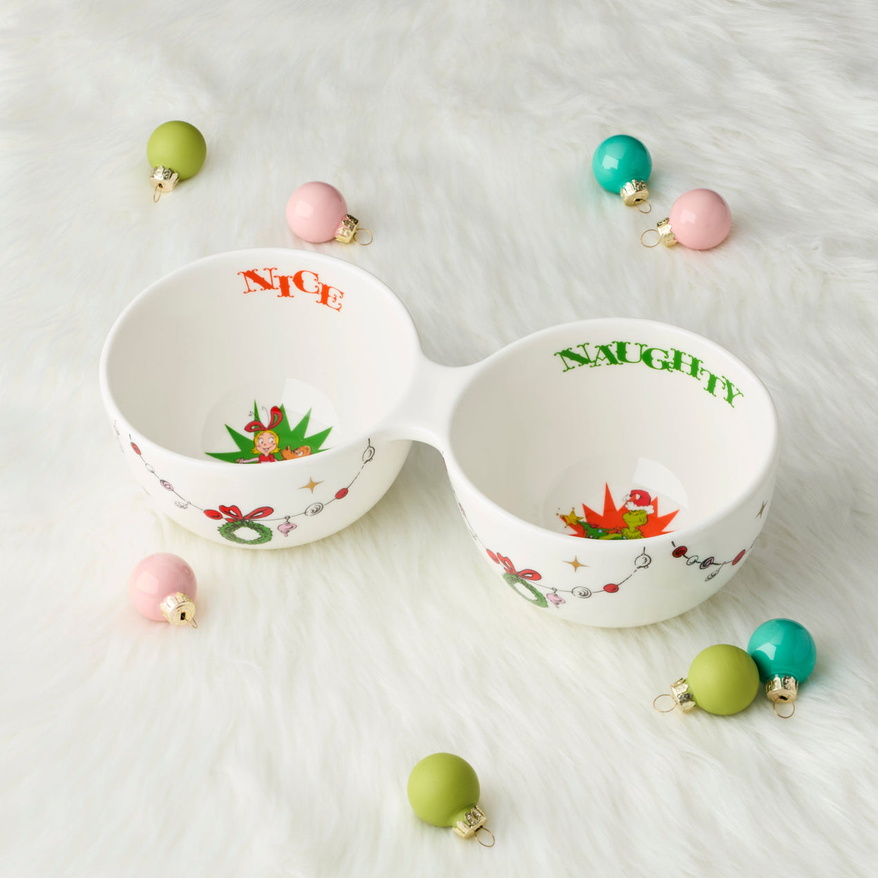 Merry Grinchmas Naughty or Nice Double Dip Bowl