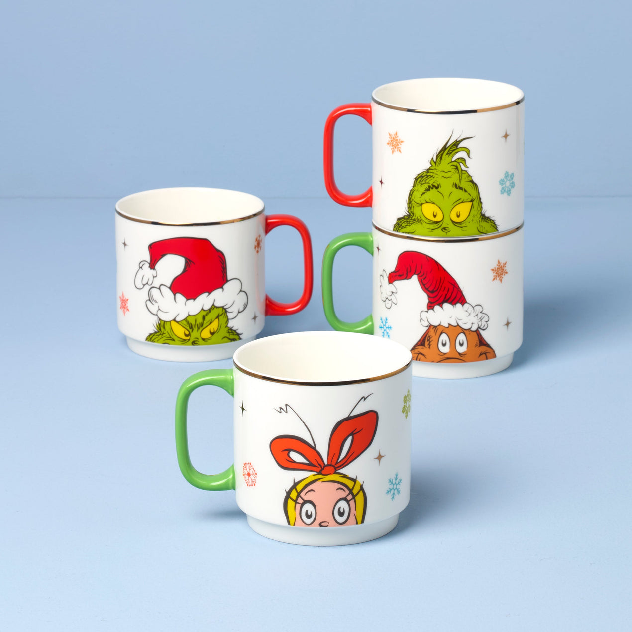Merry Grinchmas Stackable Mugs, Set of 4, Assorted