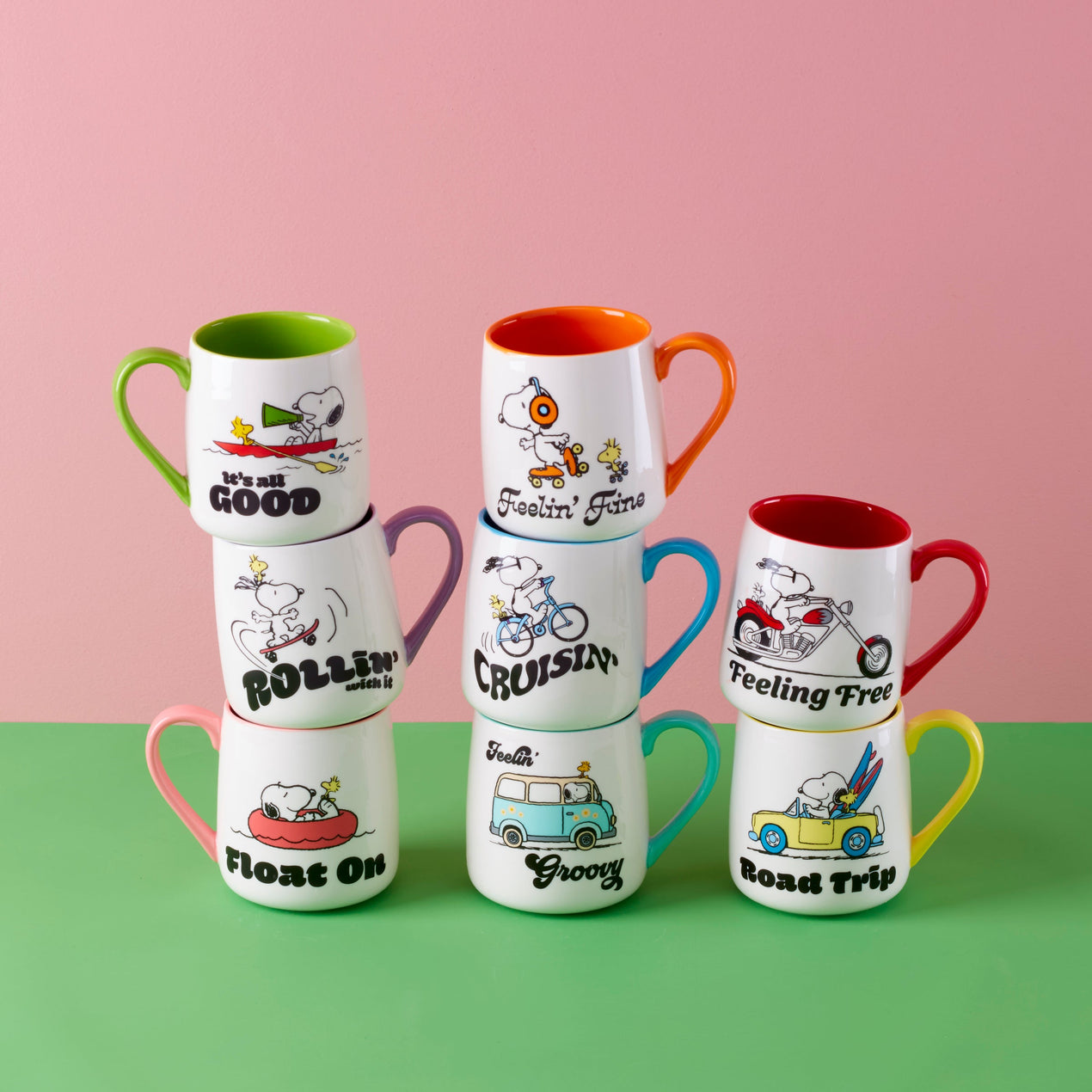 Peanuts Mugs, Set of 2, Road Trip-Float On