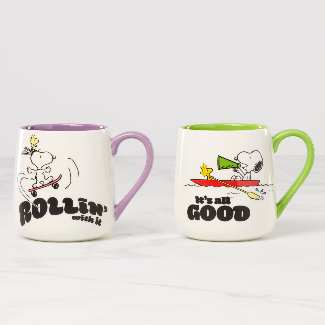 Peanuts Mugs, Set of 2, Rollin'-All Good