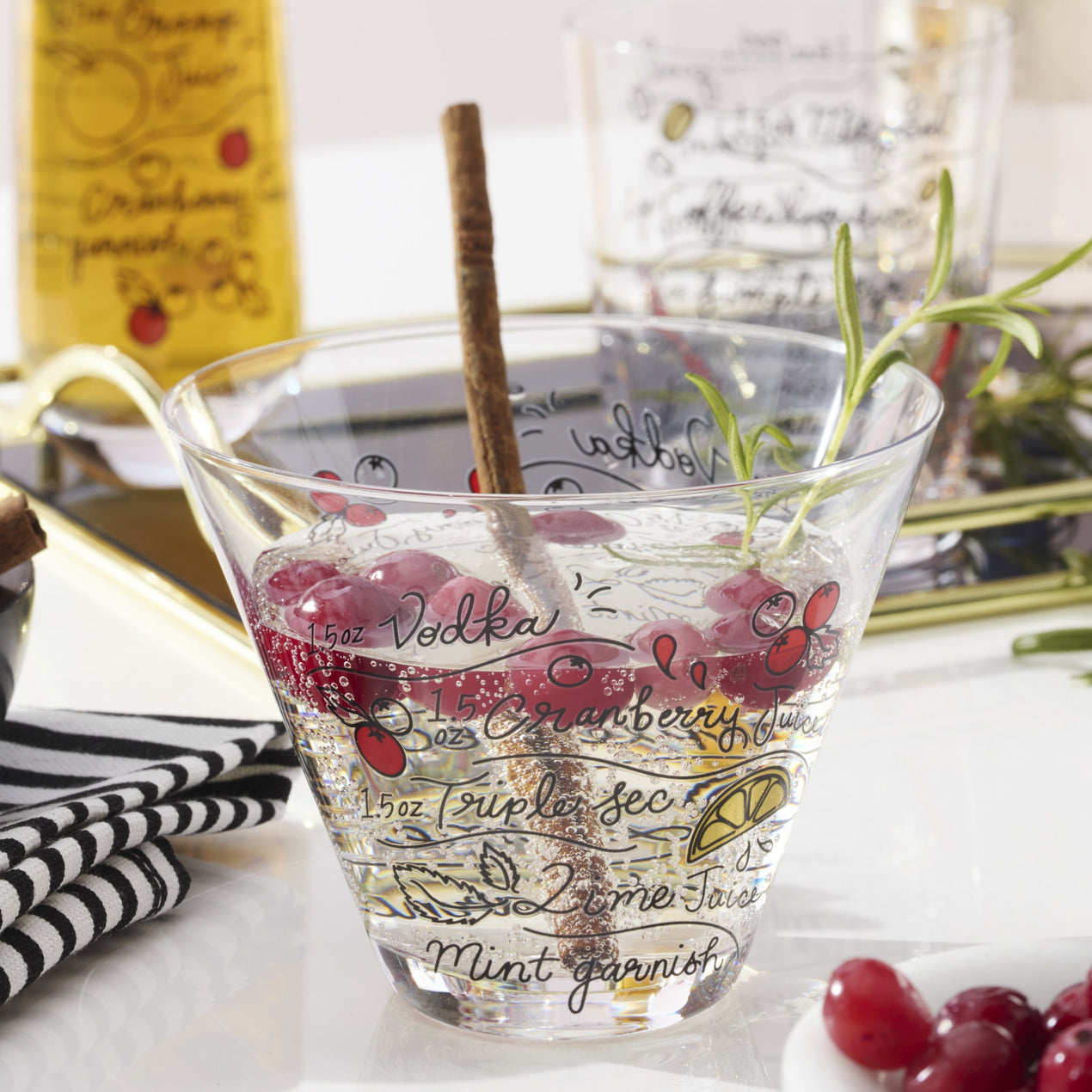 Make Merry Stemless Martini Glasses, Set Of 4