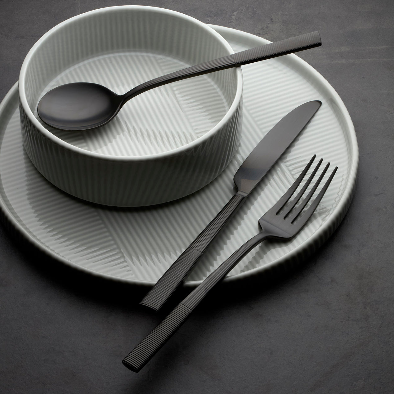 Modulus Satin Black 20-Piece Flatware Set