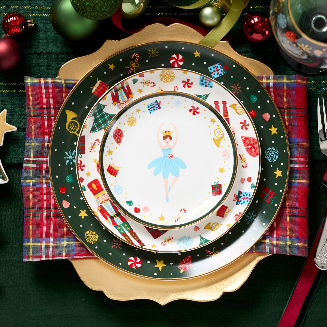 Nutcracker Ballet Tidbit Plates, Set of 4, Assorted