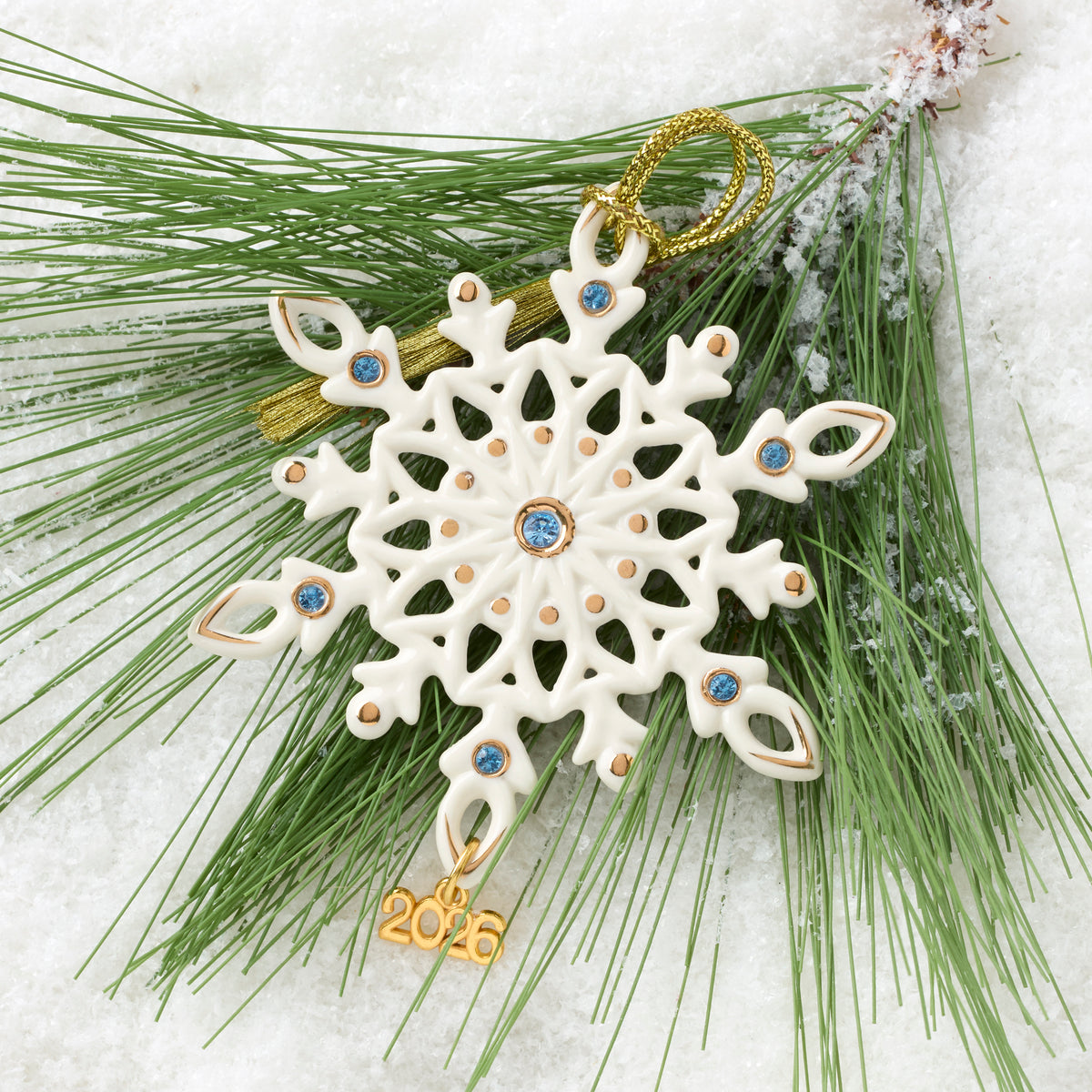 Set 3 Ornamenti Natalizi Lenox Holiday Cheer – Pupazzo Di Neve, Babbo Natale E Angelo In Porcellana Con Oro 24K