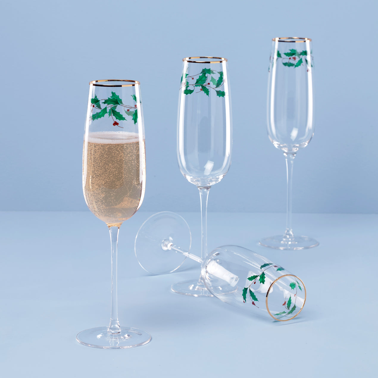 Holiday Decal Flutes S/4