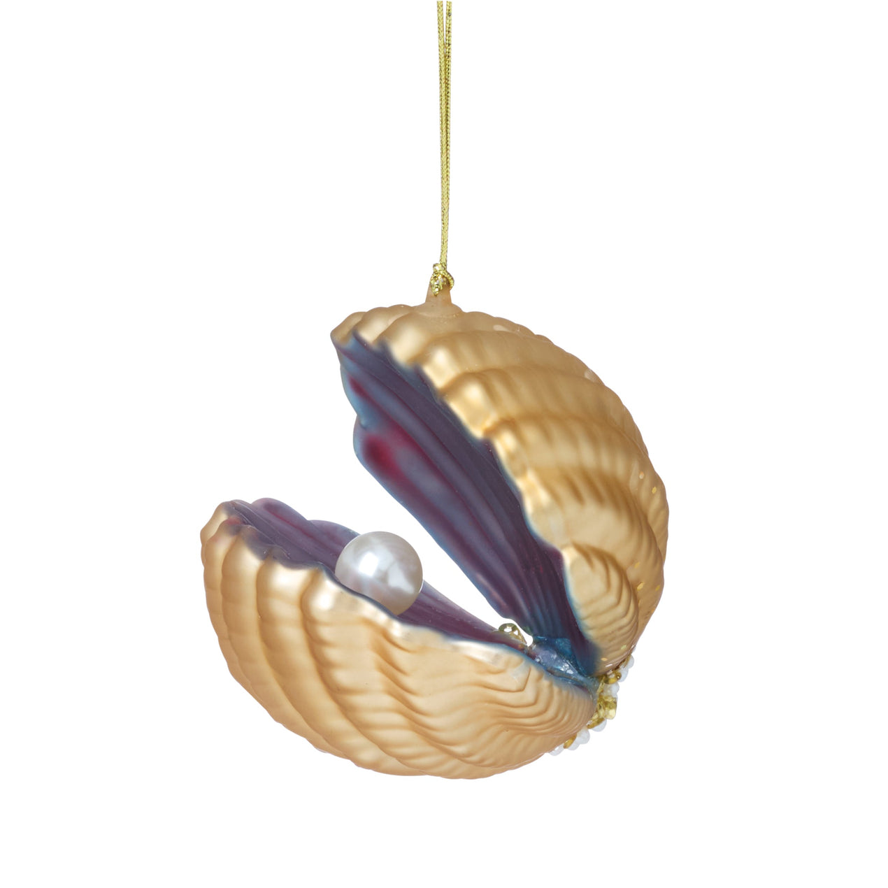 Blown Glass Oyster w/ Pearl Ornament