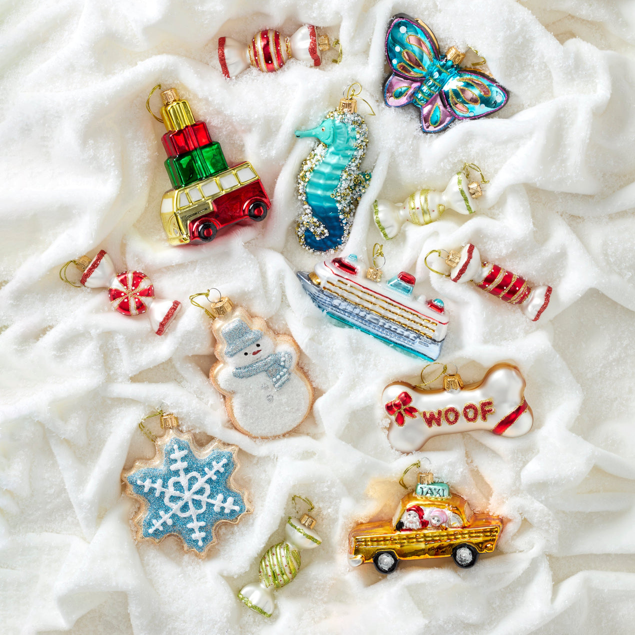 Blown Glass Candy Ornaments Set Of 5