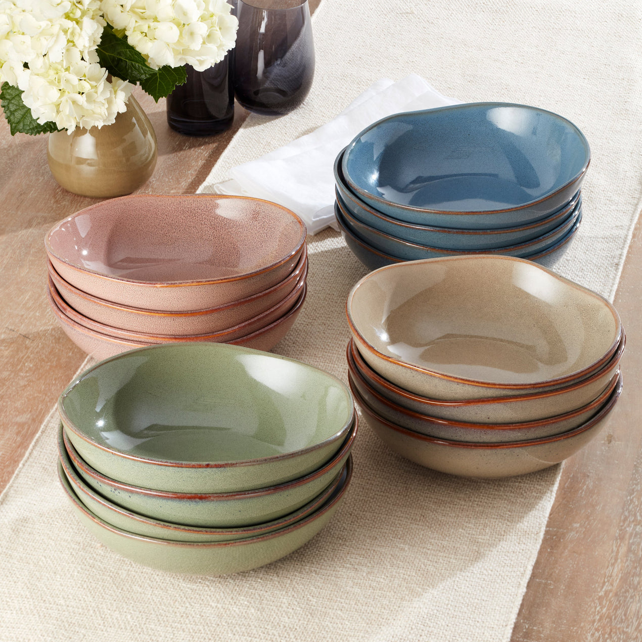 Organic Shades Clay Pasta Bowls, Set of 4