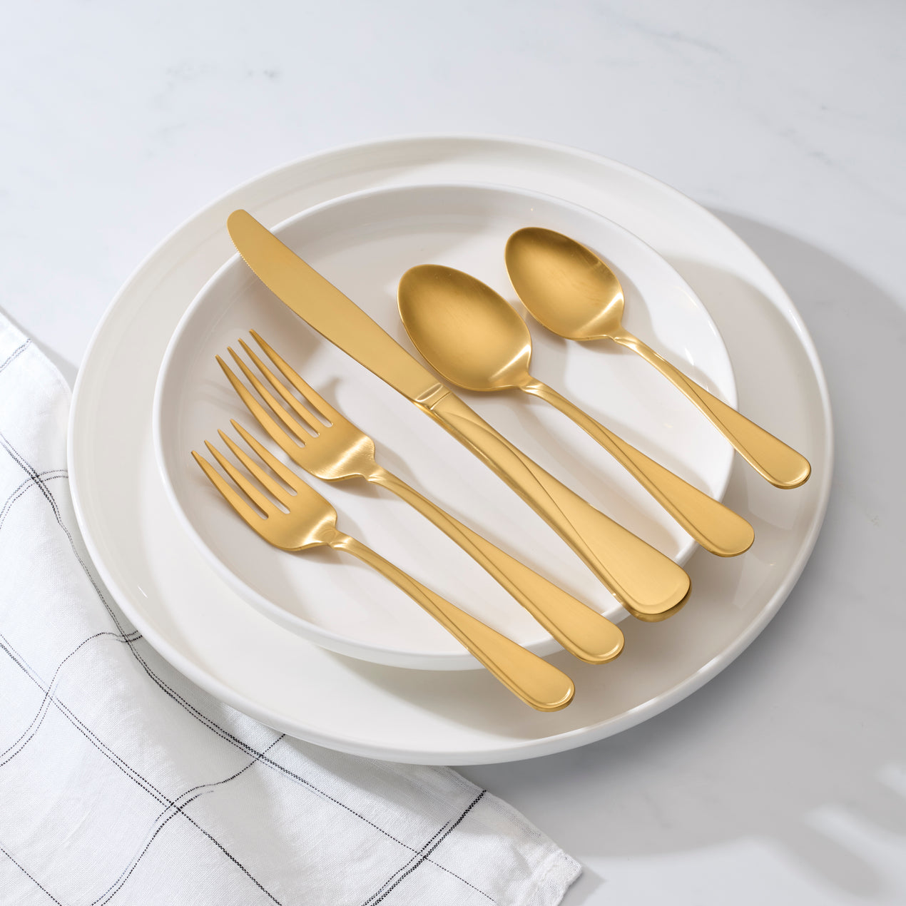 Flight Gold Satin 20 Piece Flatware Set