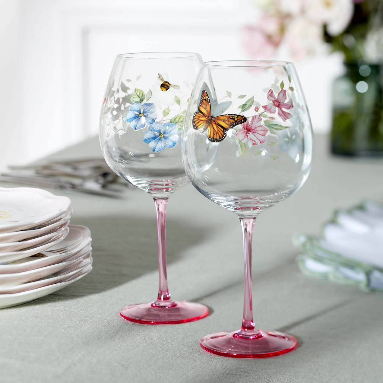 Butterfly Meadow Pink Decal Balloon, Set of 4