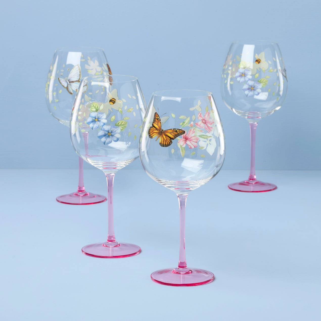 Butterfly Meadow Pink Decal Balloon, Set of 4