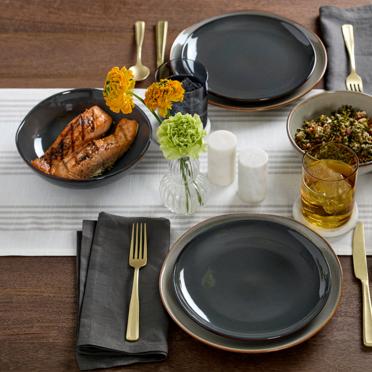 Organic Shades Gray 18-Piece Dinnerware Set