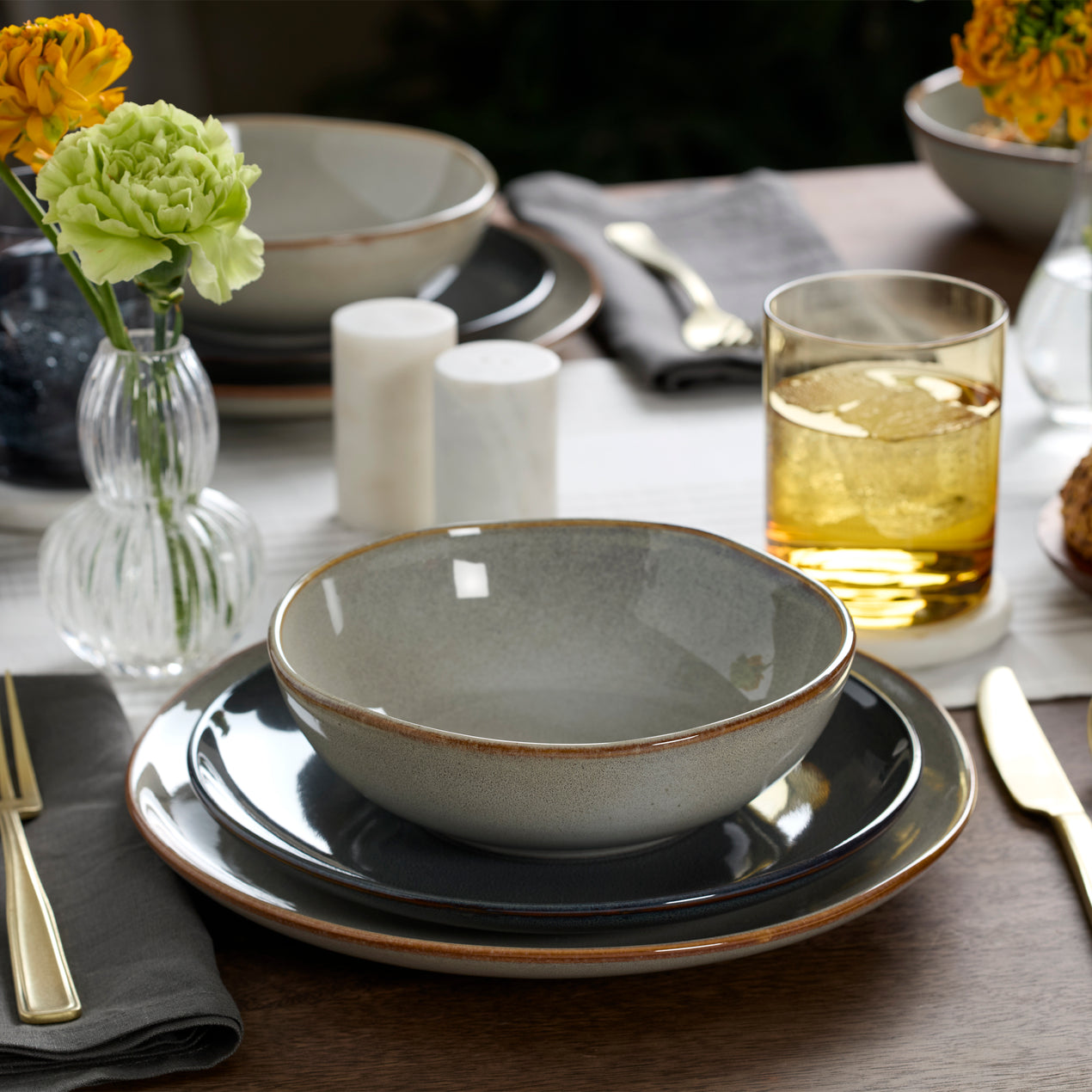 Organic Shades Gray 18-Piece Dinnerware Set