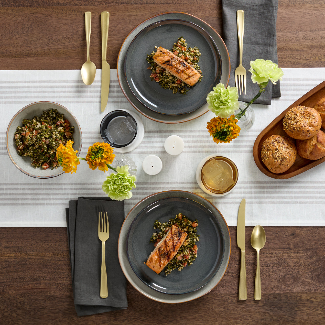 Organic Shades Gray 18-Piece Dinnerware Set