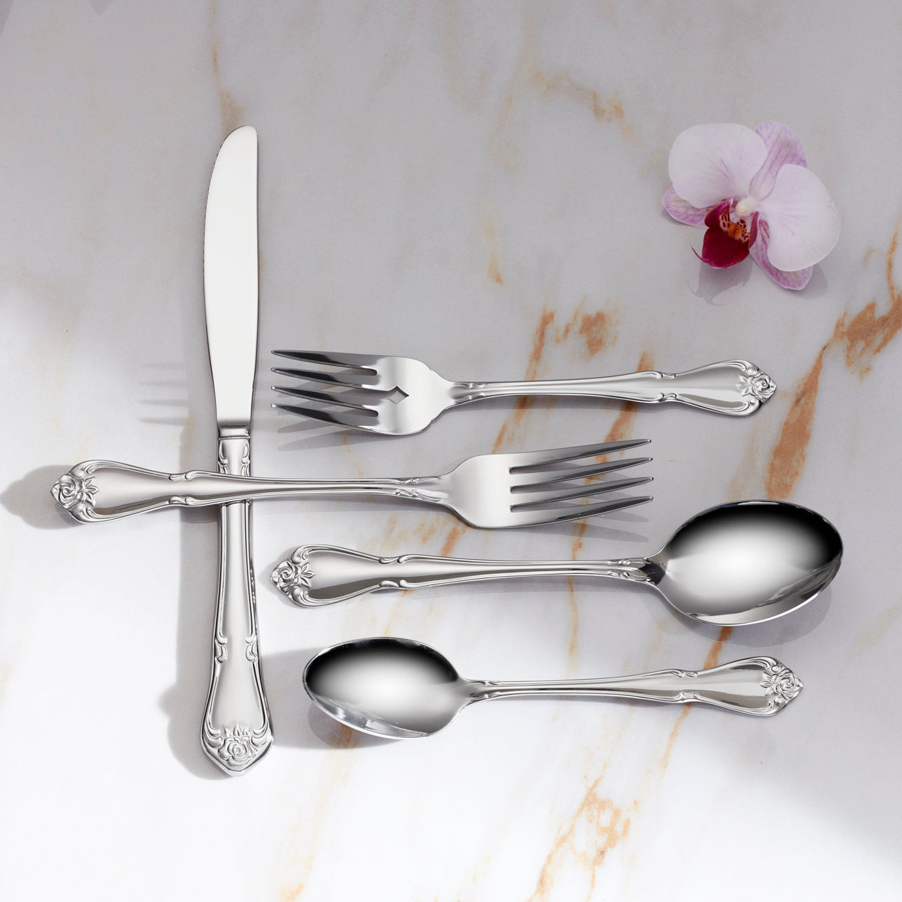 True Rose 20-Piece Everyday Flatware Set, Service for 4
