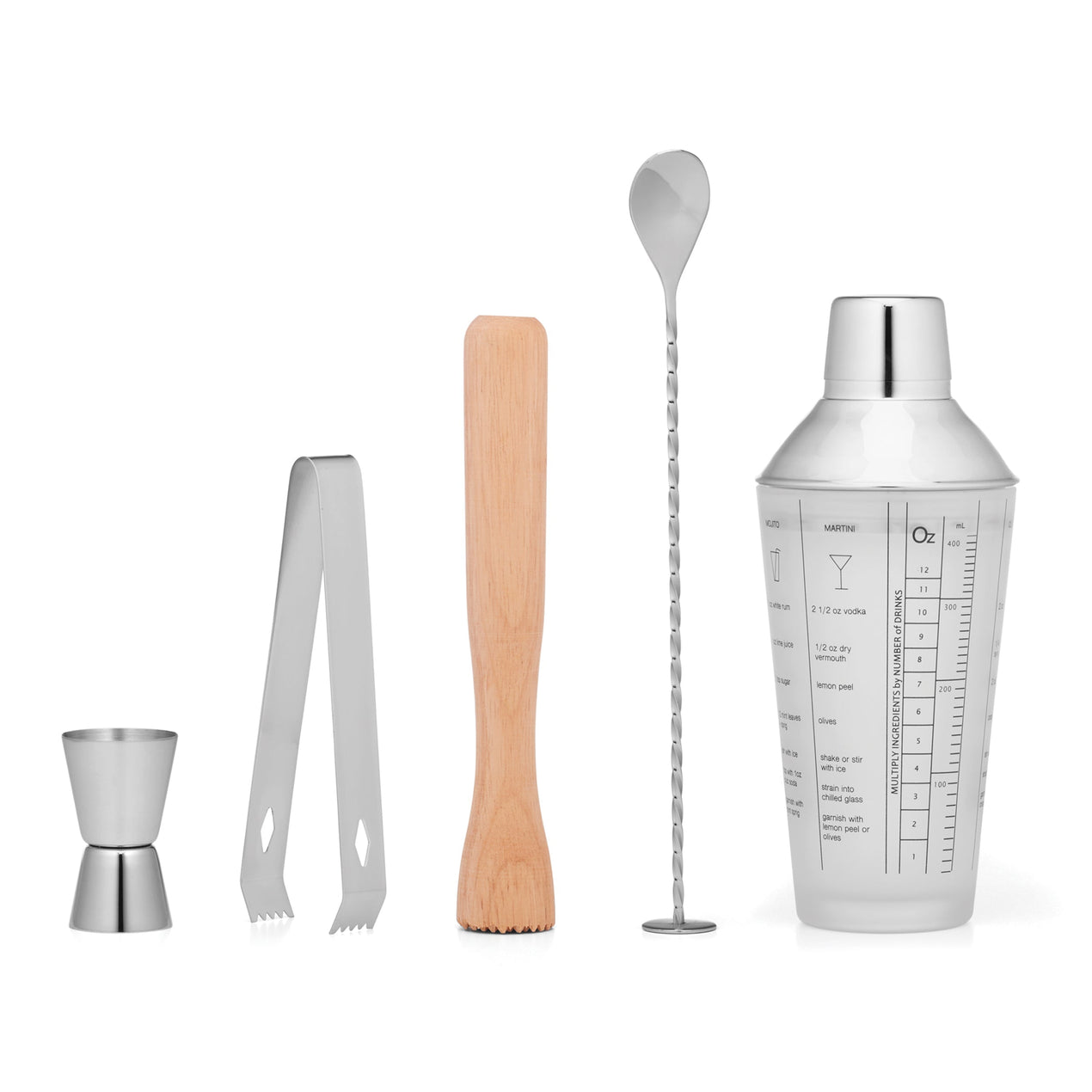 5-Piece Mixology Shaker Tool Set