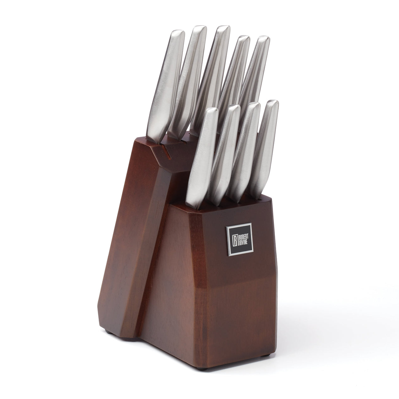 Robert Irvine 10-Piece Cutlery Block Set, Silver/Wood