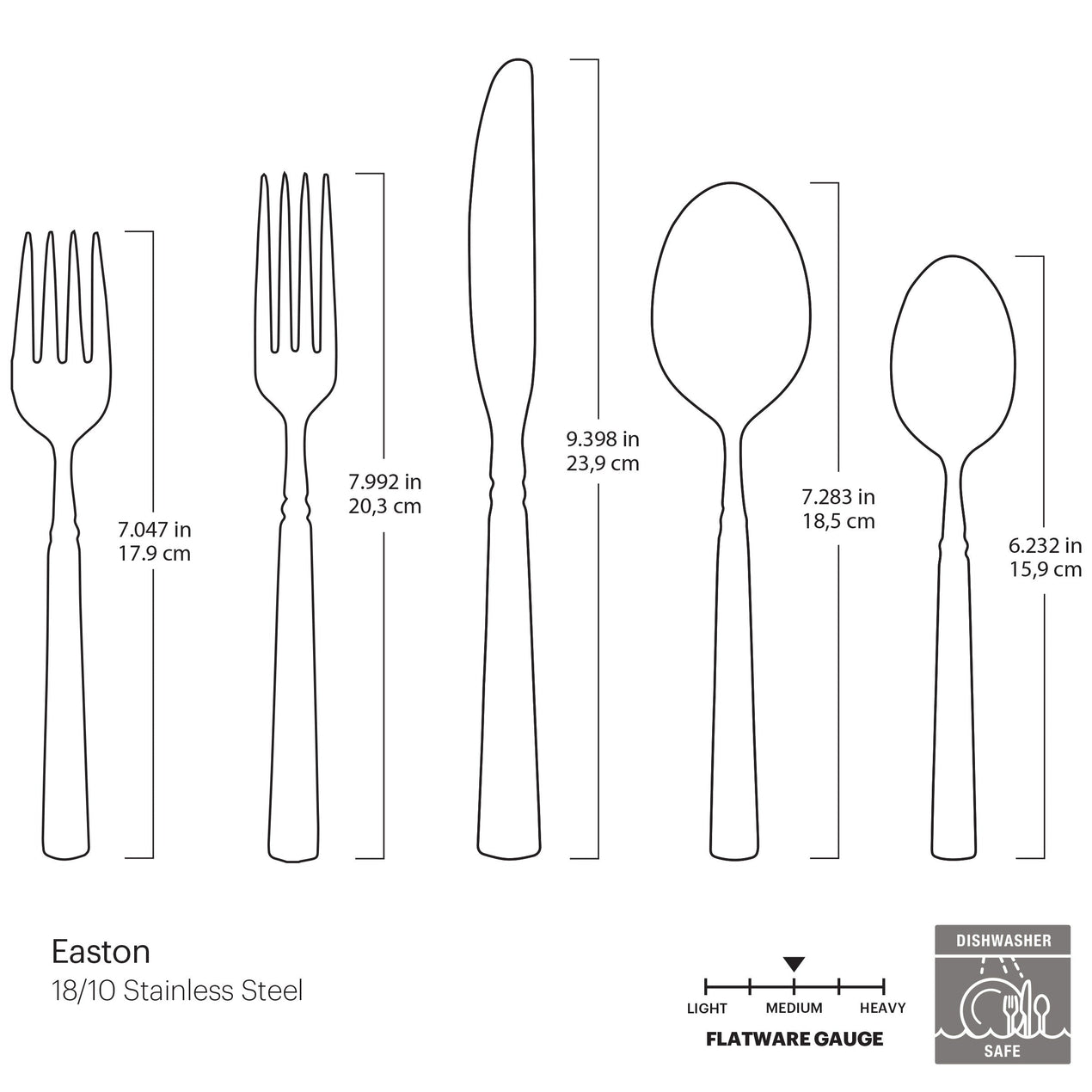Easton 5 Piece Fine Flatware Place Setting, Service For 1