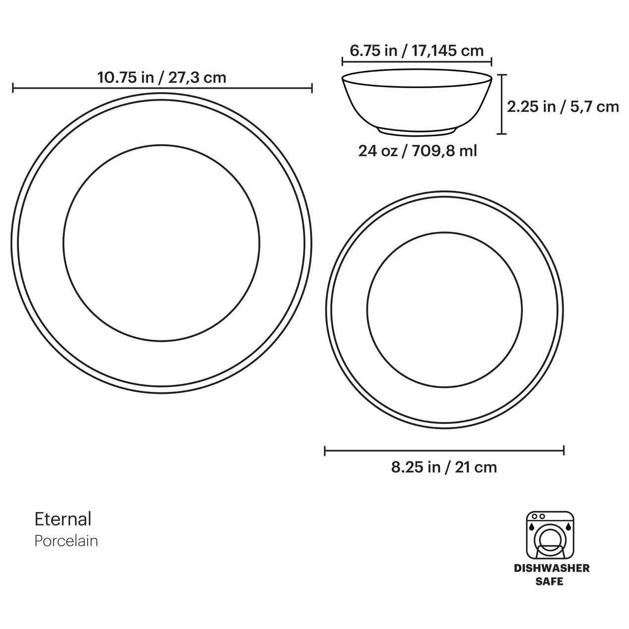 Eternal 12-Piece Dinnerware Set, Service for 4