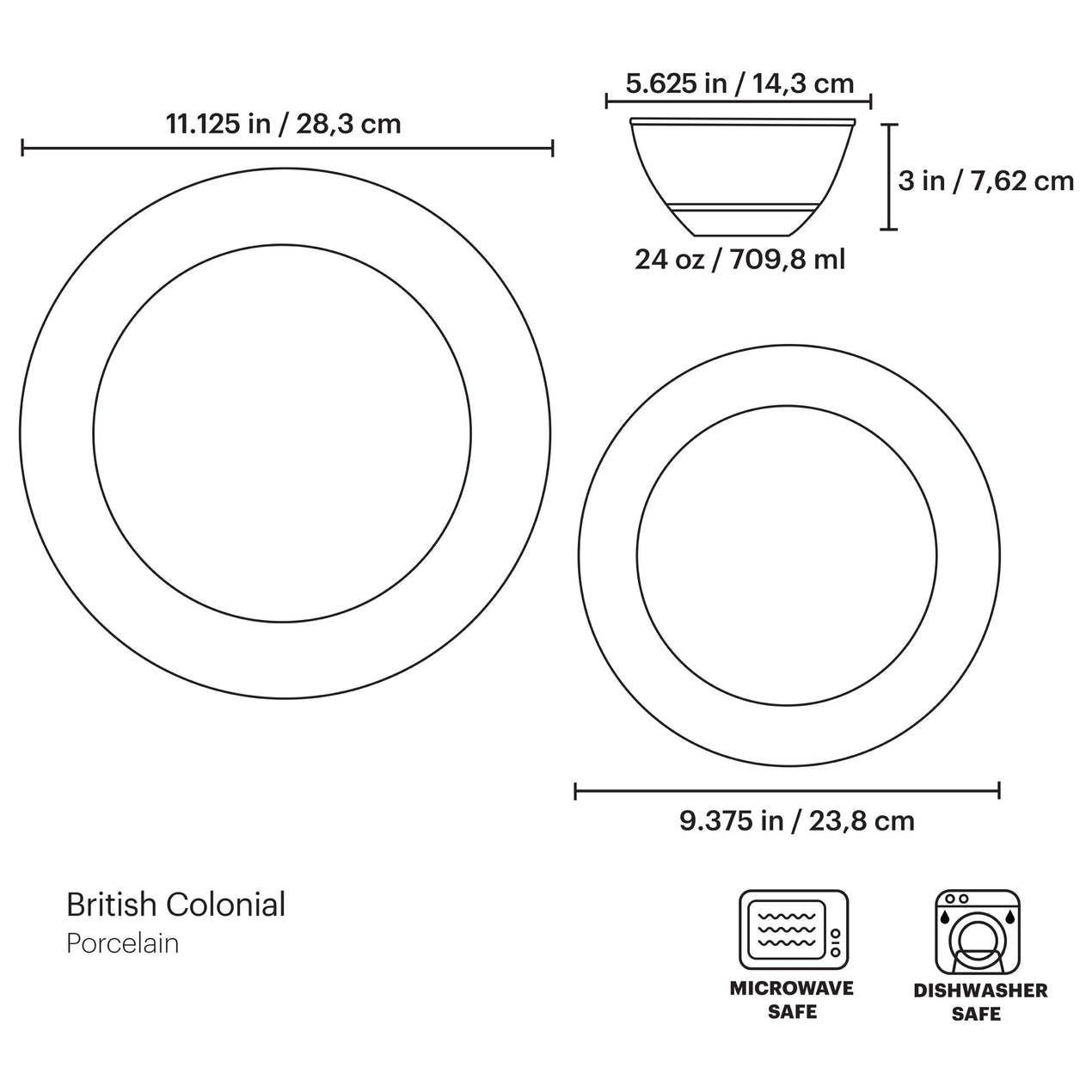 British Colonial Tradewind 12-Piece Dinnerware Set, Set of 4