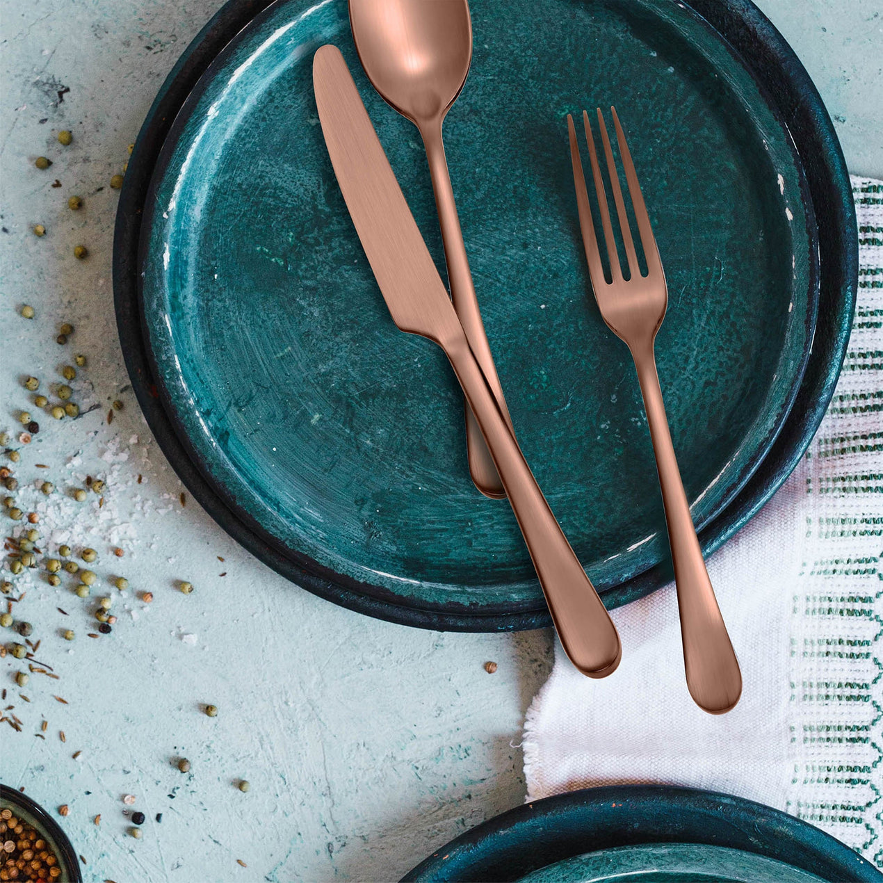 Mirabella Satin Copper Titanium 20 Piece Flatware Set