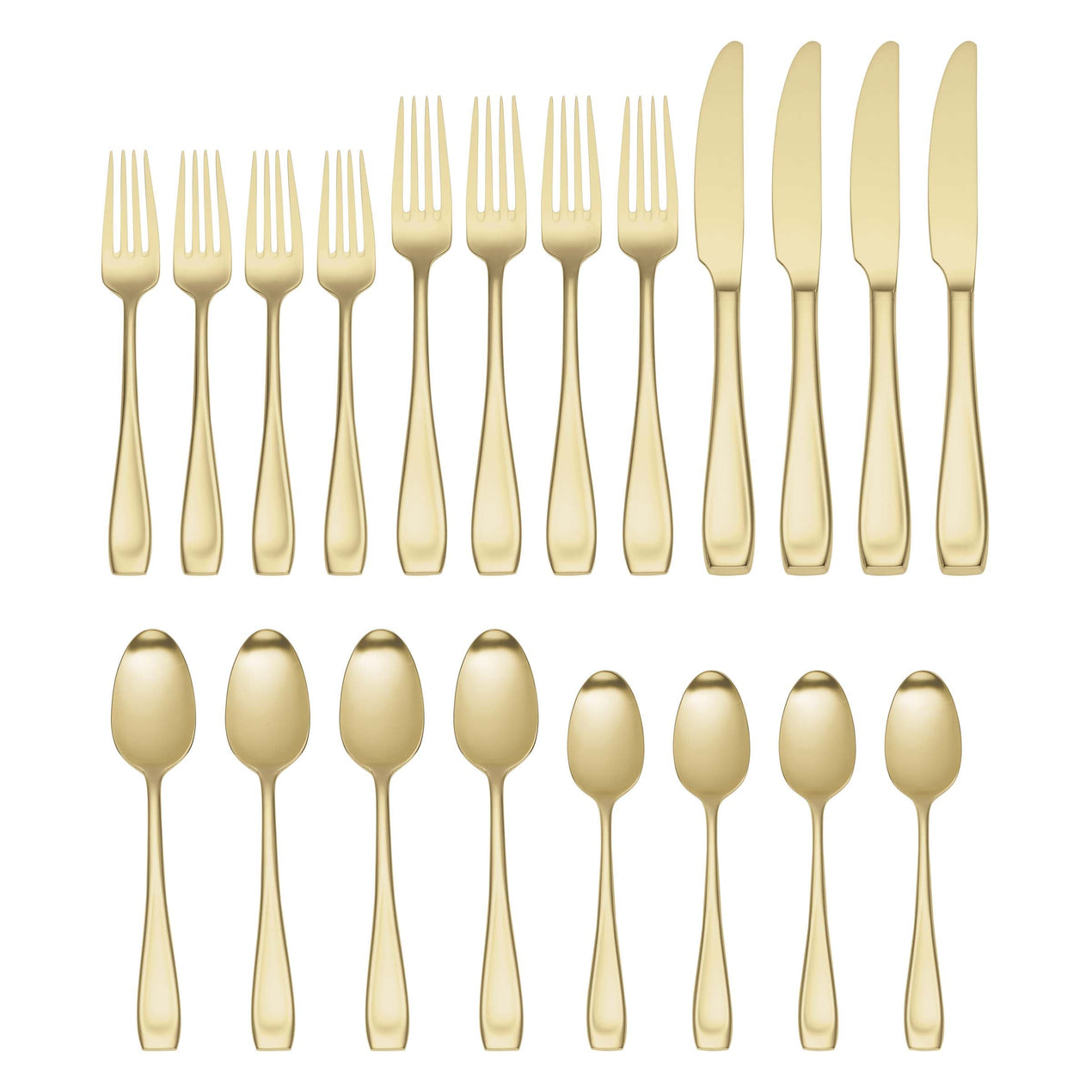 Moda Satin Champagne 20 Piece Fine Flatware Set, Service For 4