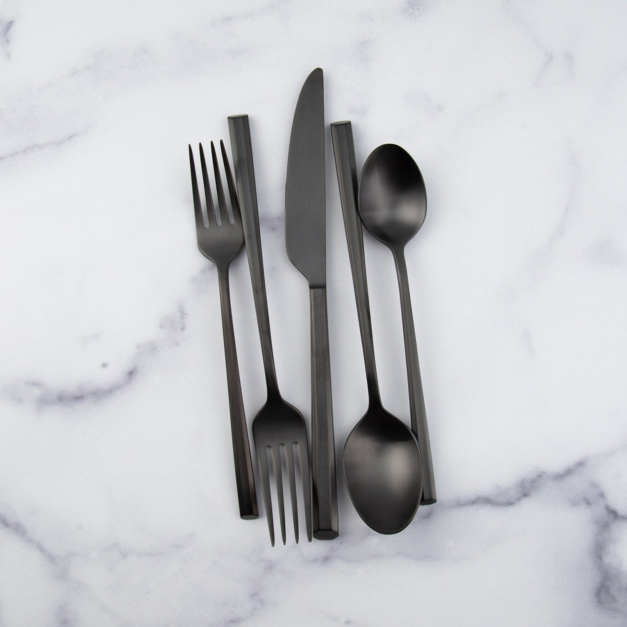 Isobel Black Satin 20-Piece Flatware Set