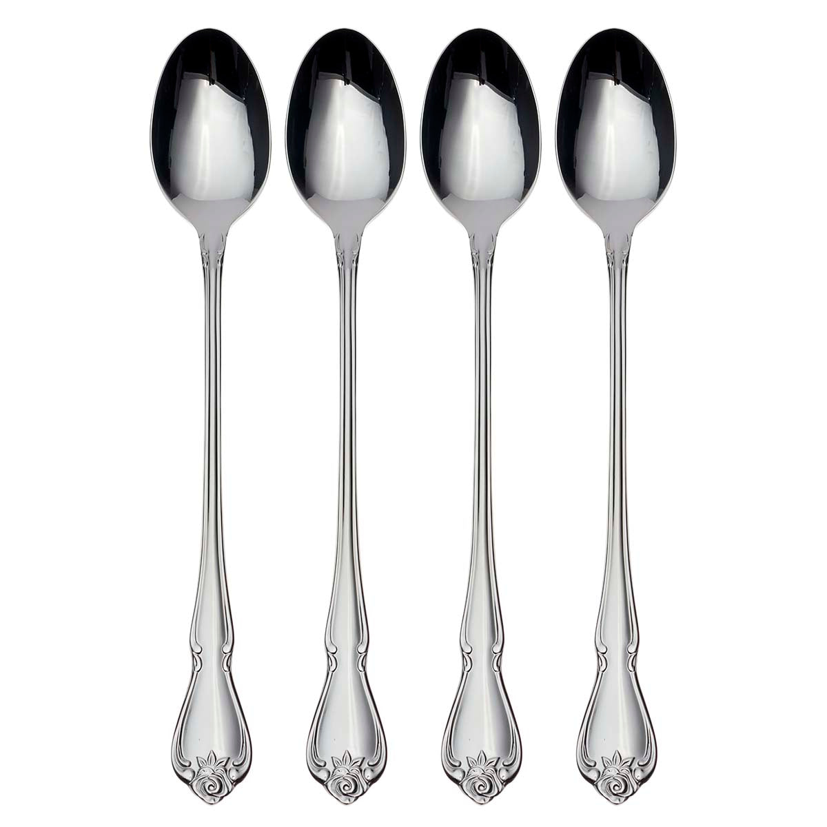 True Rose Everyday Flatware Tall Drink Spoons, Set Of 4