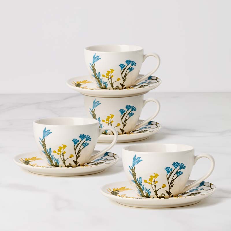 Wildflowers Tea Cup & Saucer, Set of 4