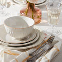 French Perle Groove 12-Piece Plate & Bowl Dinnerware Set