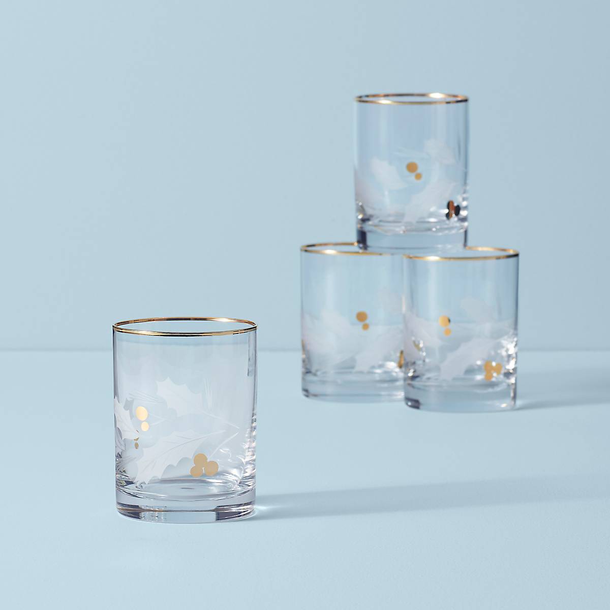 4 Gorgeous Vintage Etched Glass Butterfly High Ball Drinking Glasses
