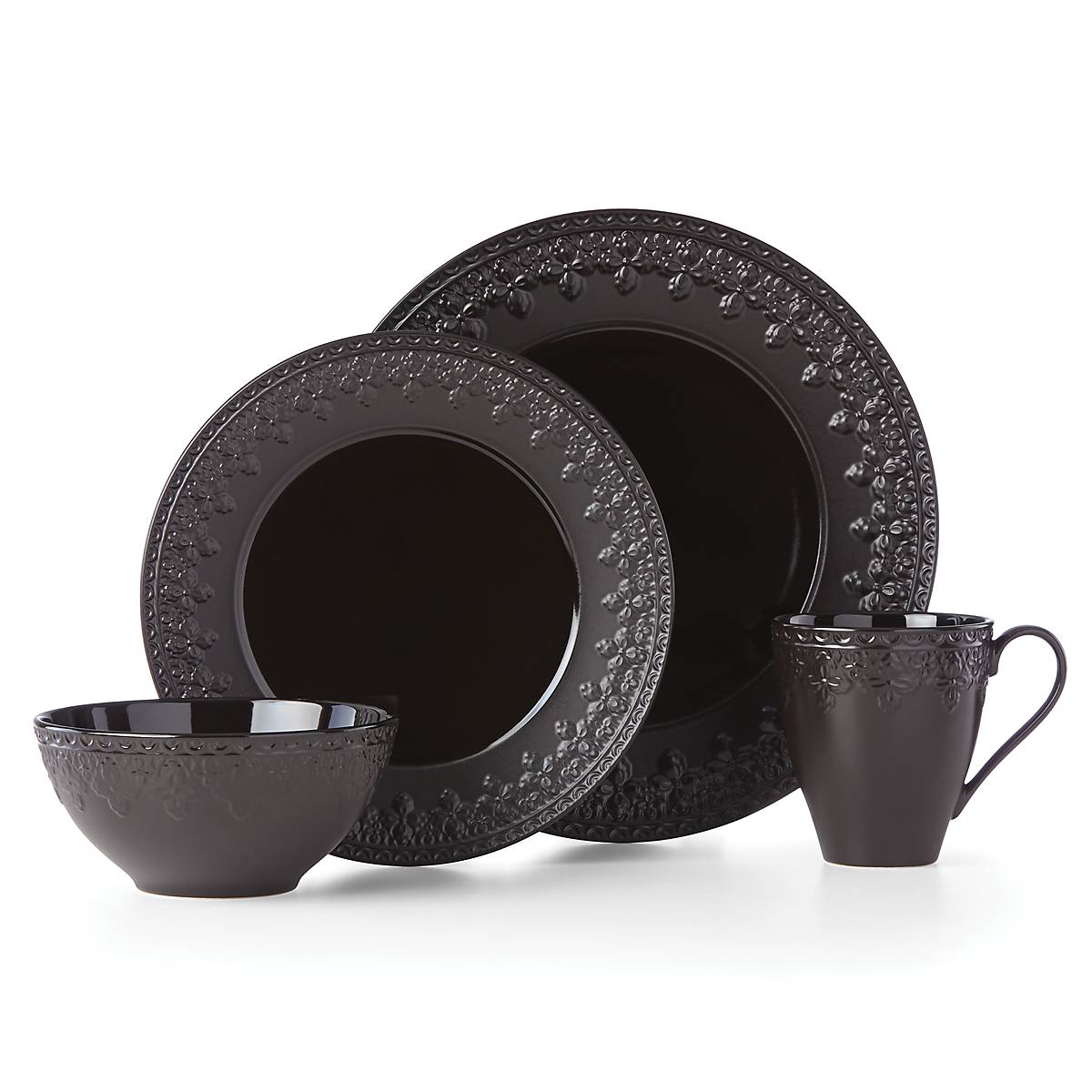 Chelse Muse Fleur Matte Black 4-Piece All-Purpose Bowl Set