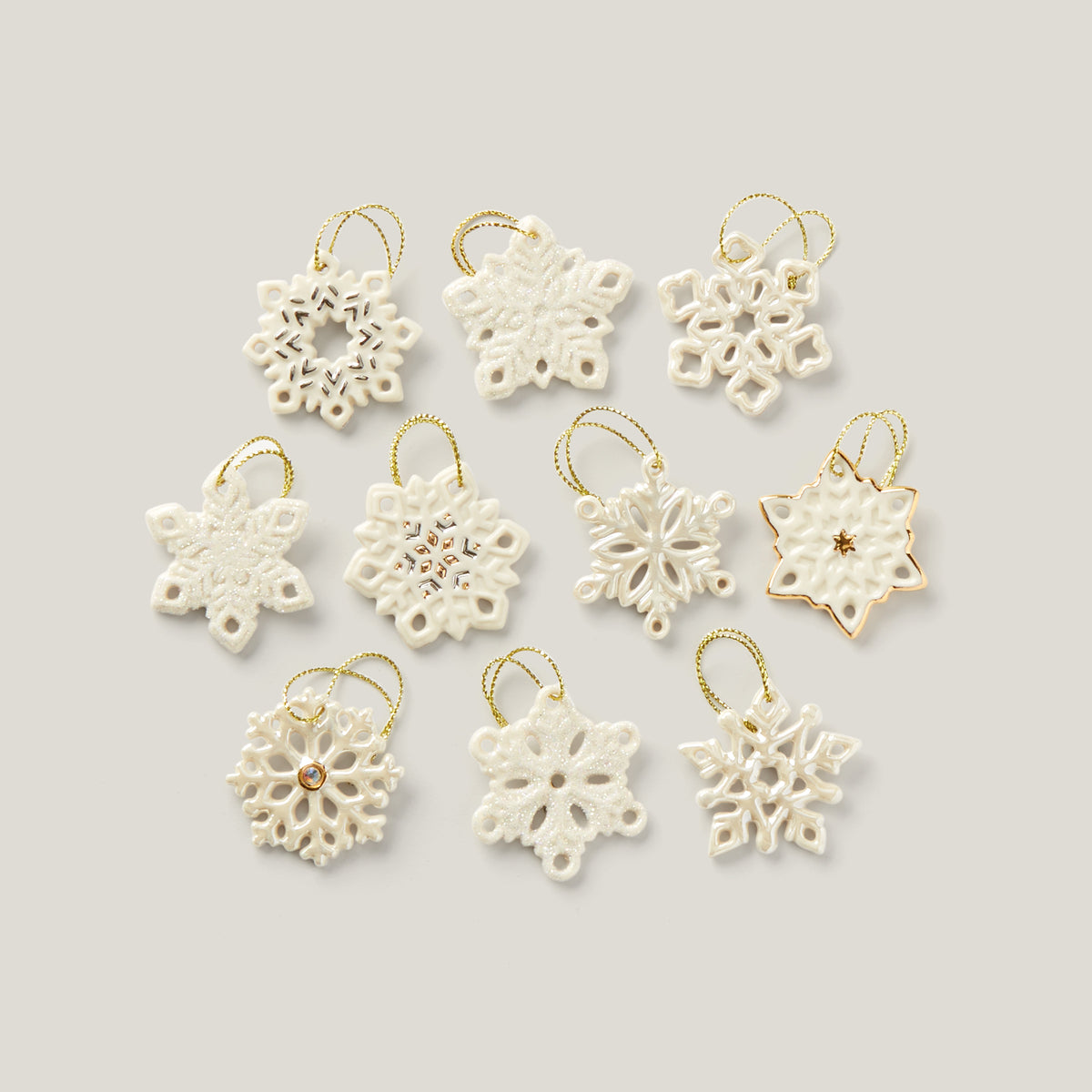 Snowflake 10Piece Ornament Set Lenox Corporation