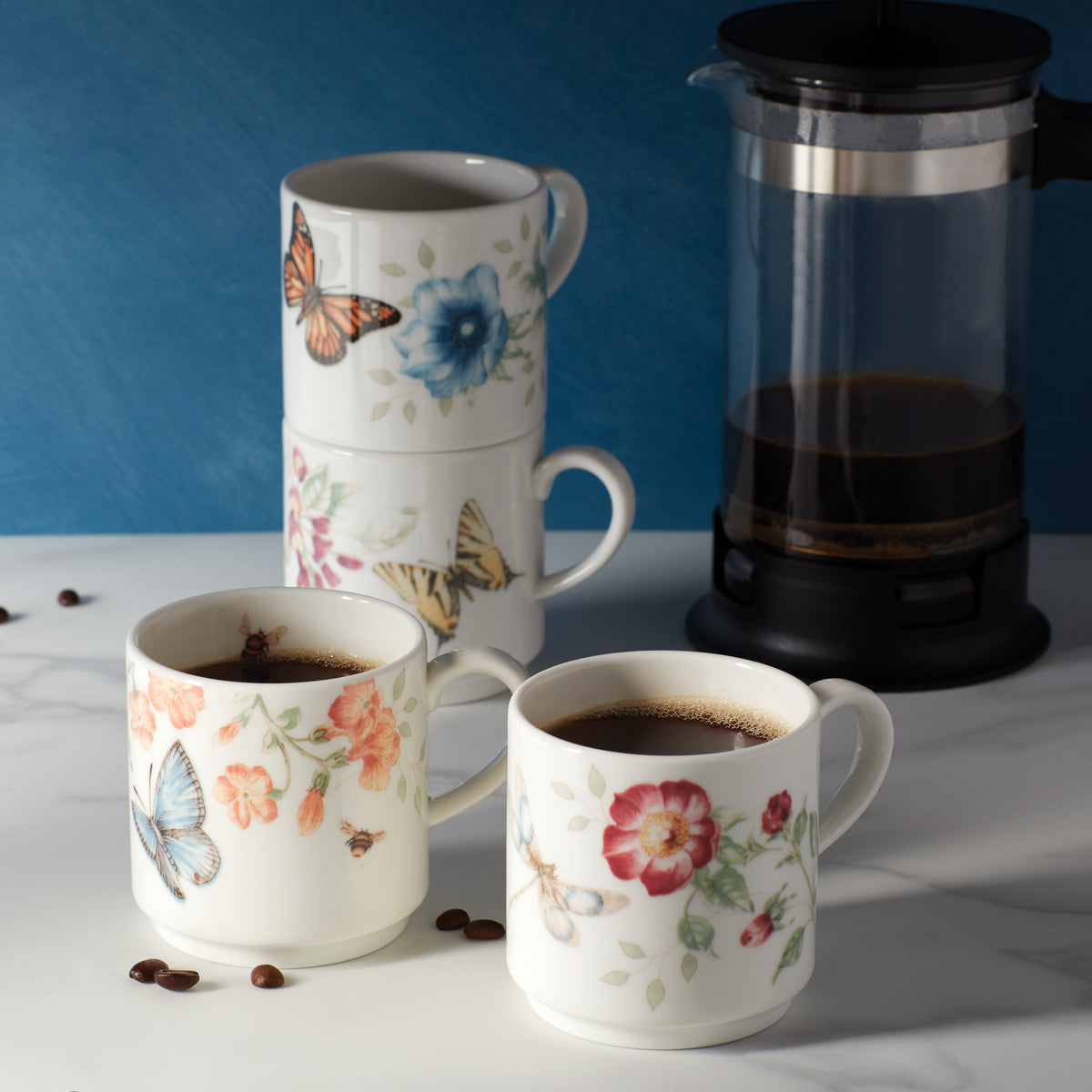 Butterfly Meadow 4Piece Stacking Mug Set Lenox Corporation
