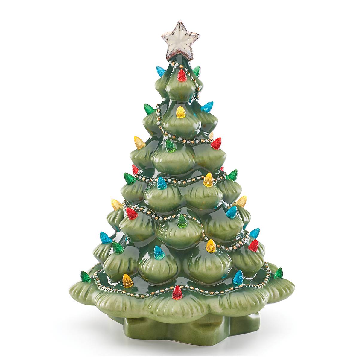 Treasured Traditions Green Light-Up Tree Figurine