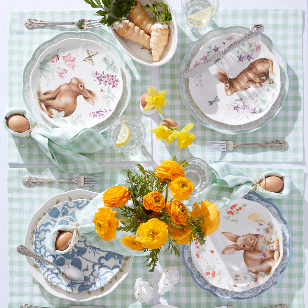 Butterfly Meadow Bunny 4-Piece Accent Plate Set