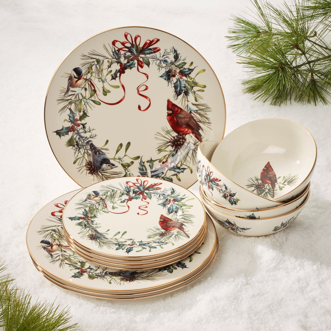 Winter Greetings 12-Piece Dinnerware Set