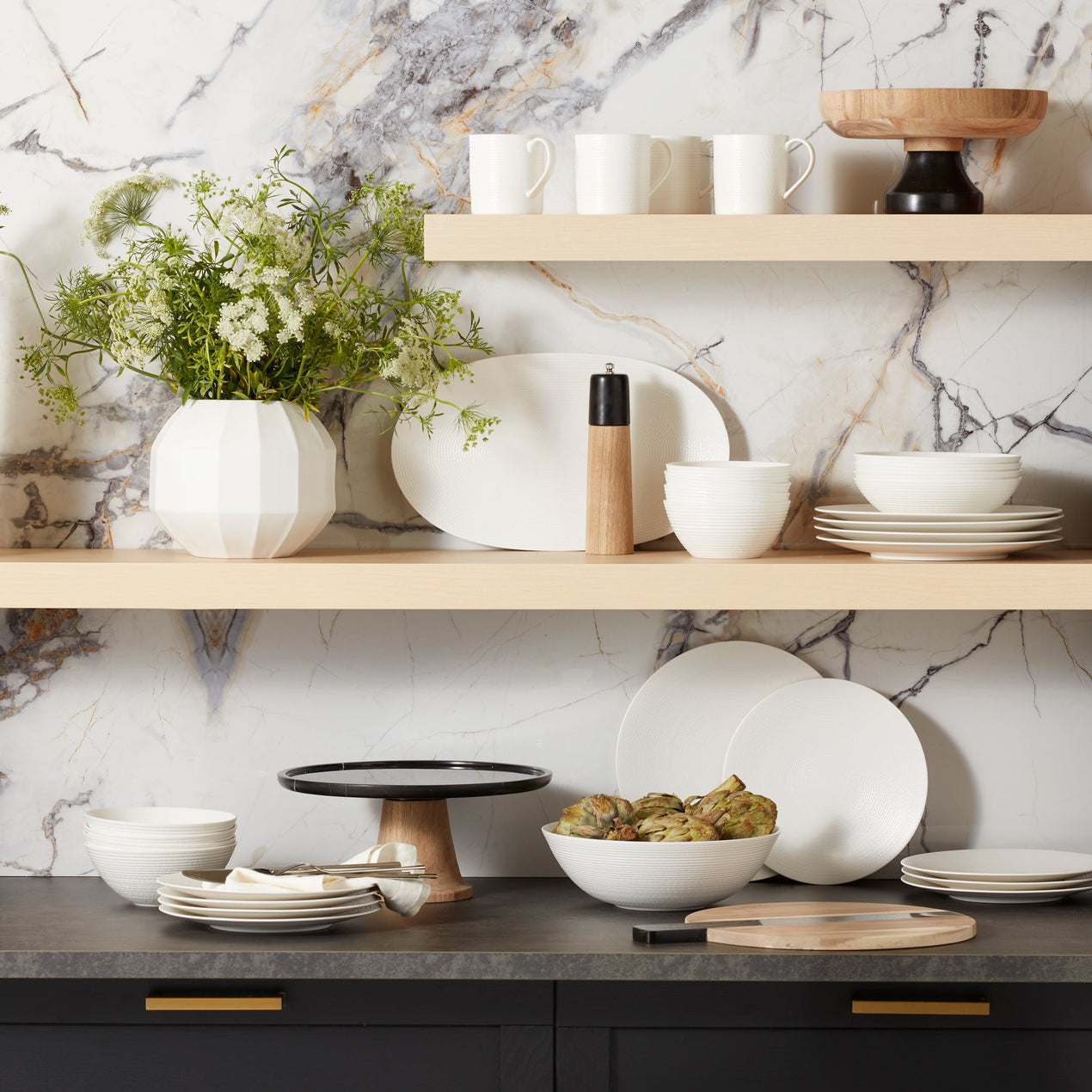 LX Collective White Dinner Plates, Set of 4