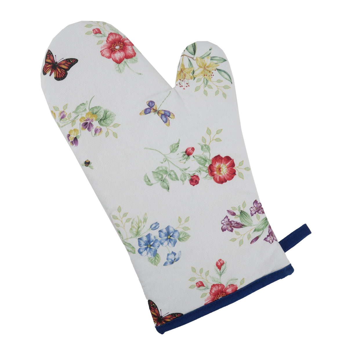 Linen Kitchen Mini Glove With a Flower of the Meadow Print, Mini
