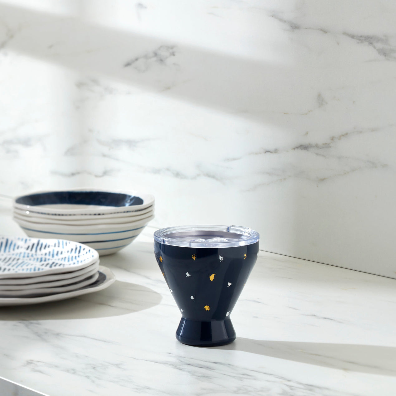 Blue Bay Dot Pattern Stainless Steel Cocktail Tumbler