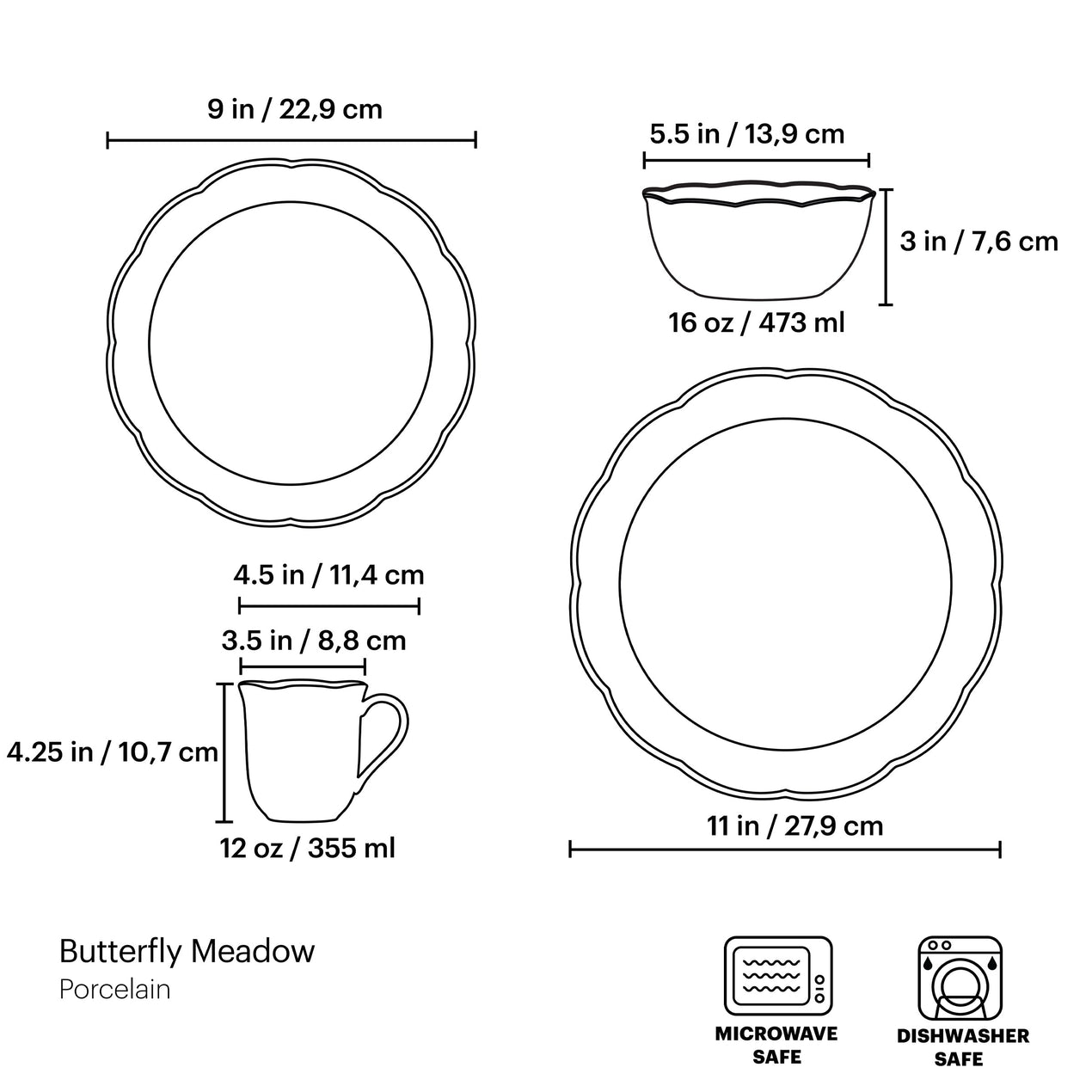 Butterfly Meadow 24-Piece Dinnerware Set