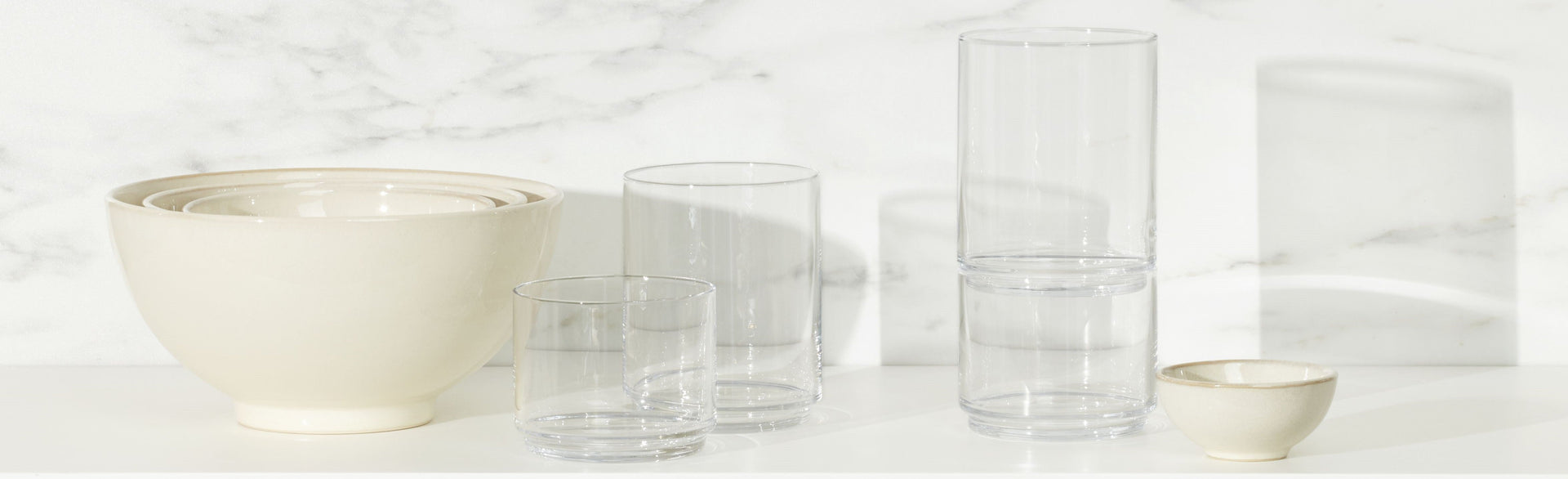 clear stackable glassware