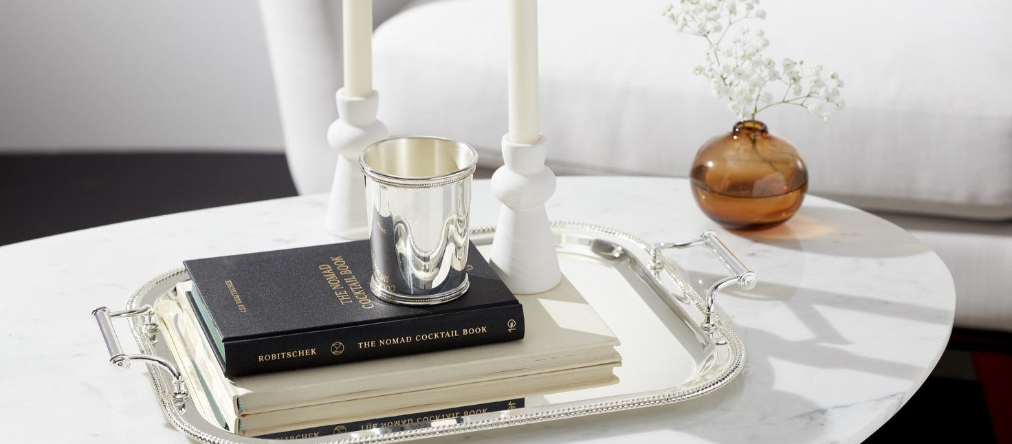 Styled cocktail table tray