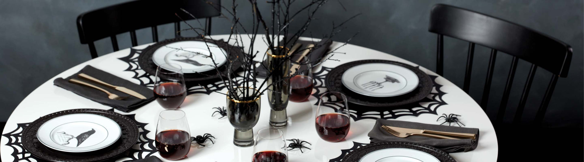 Halloween table set with Lenox Halloween dishes