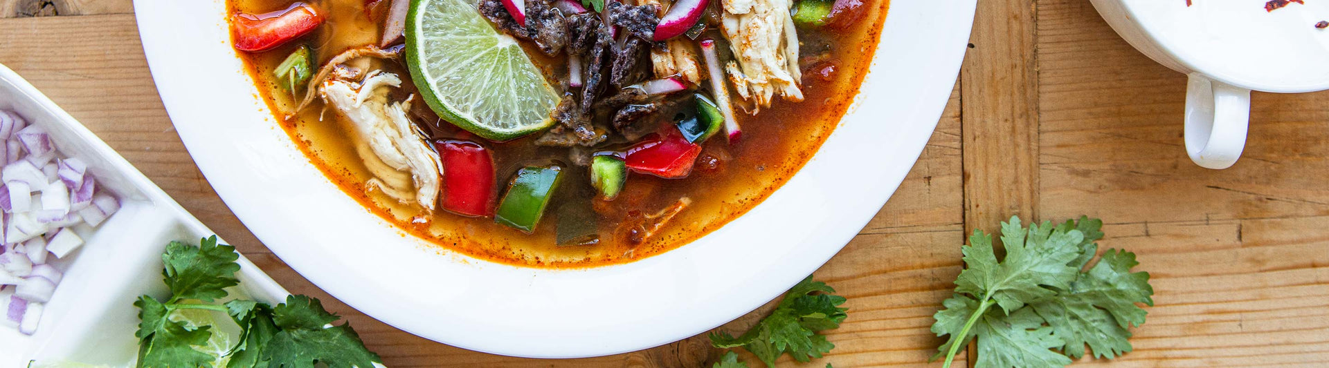 Turkey Tortilla Soup in a white soup bowl