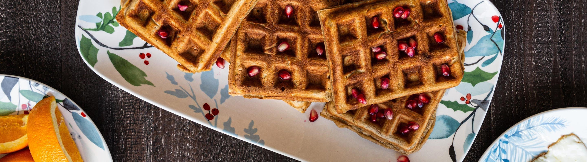 Gingerbread waffles on a Lenox serving tray